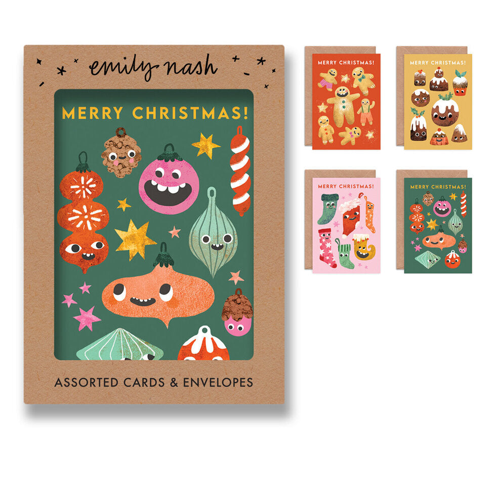 Christmas Funny Faces Greetings Cards - Set of 8