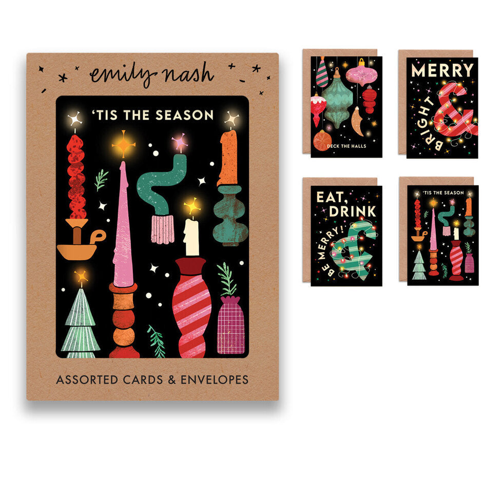 Christmas Lights Greetings Cards - Set of 8