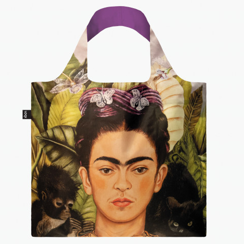 Frida Kahlo Self Portrait with Hummingbird Recycled Bag