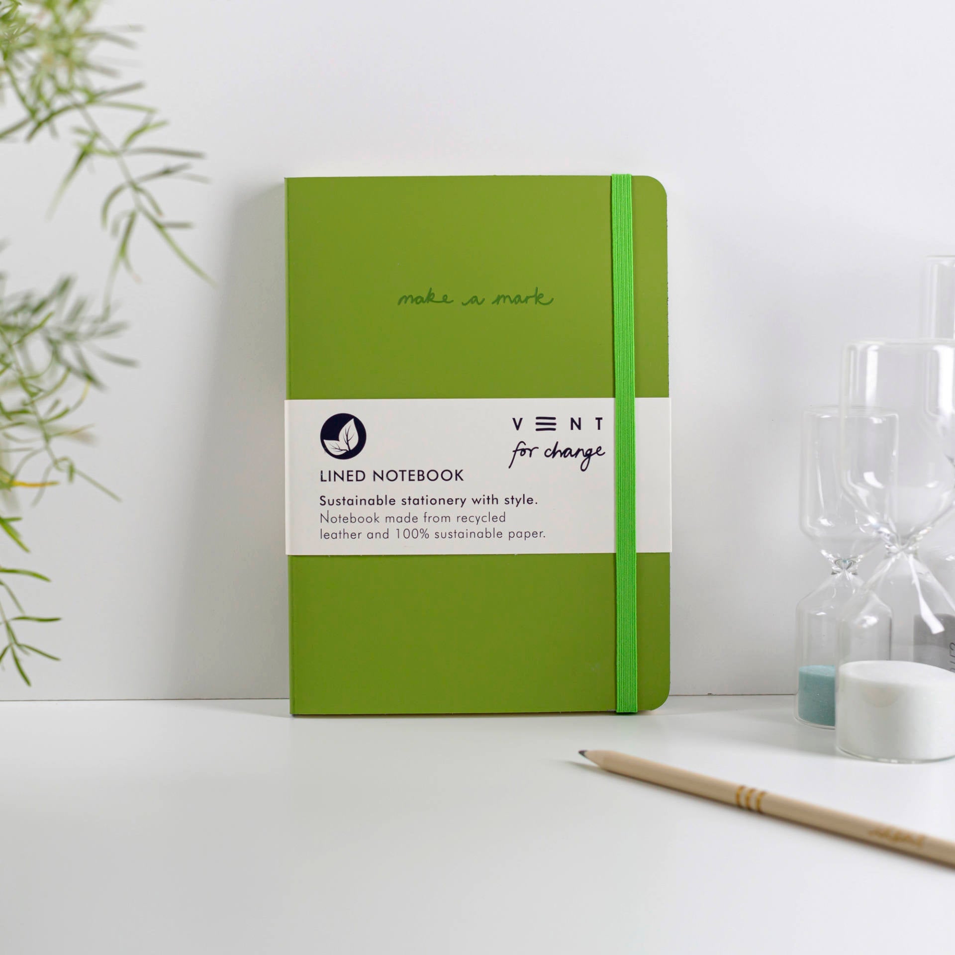 Recycled Leather A5 Lined Notebook – Green