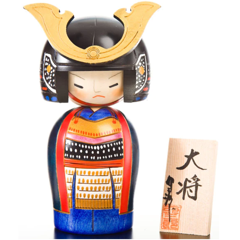Japanese Wooden Kokeshi Doll Samurai General