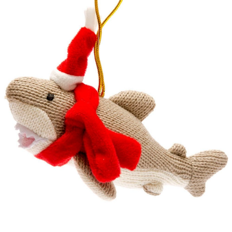 Knitted Shark Christmas Decoration