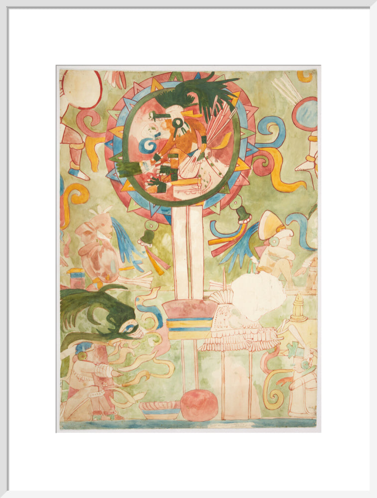 Adela Breton: Watercolour tracing of Upper Temple of the Jaguars III