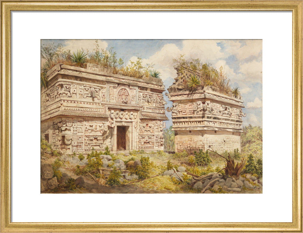 Adela Breton: Watercolour of Chichen Itza ruins