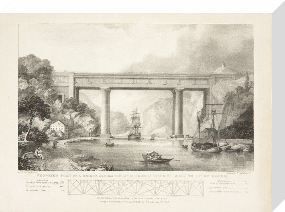 Bristol Plan, 1830: Proposed Plan of a Bridge Across the Avon, William Burge design