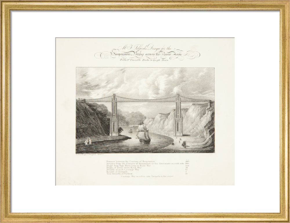 Bristol Plan, 1830: Mr T. Telford's Design For the Suspension Bridge Across the River Avon