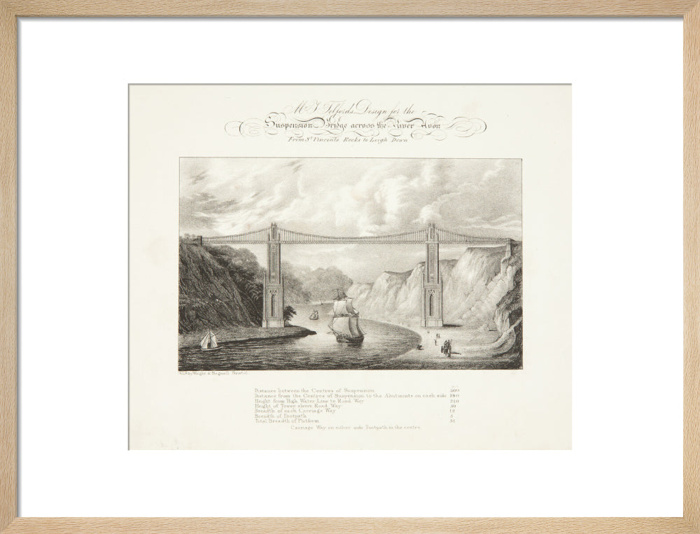 Bristol Plan, 1830: Mr T. Telford's Design For the Suspension Bridge Across the River Avon