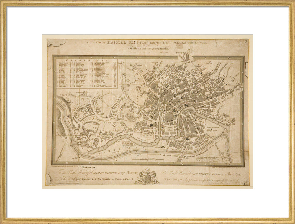Bristol Map, 1822: A New Plan of Bristol, Clifton, and The Hotwells