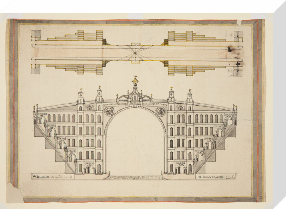 Bristol Plan, 1793: A Plan & Elevation for a Bridge from Sion Row, Clifton, to Leigh Down