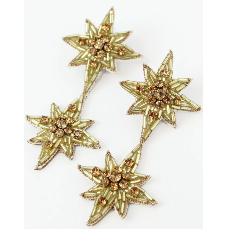 Star Beaded Gold Earrings