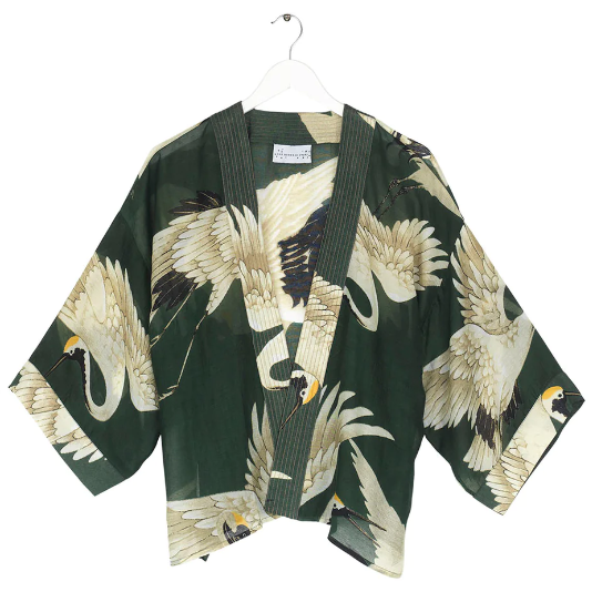 Stork Forest Green Kimono