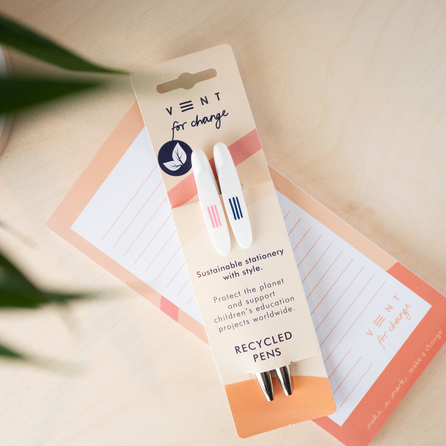 Recycled Single Use Plastic Pens in Cream Ideas Sleeve