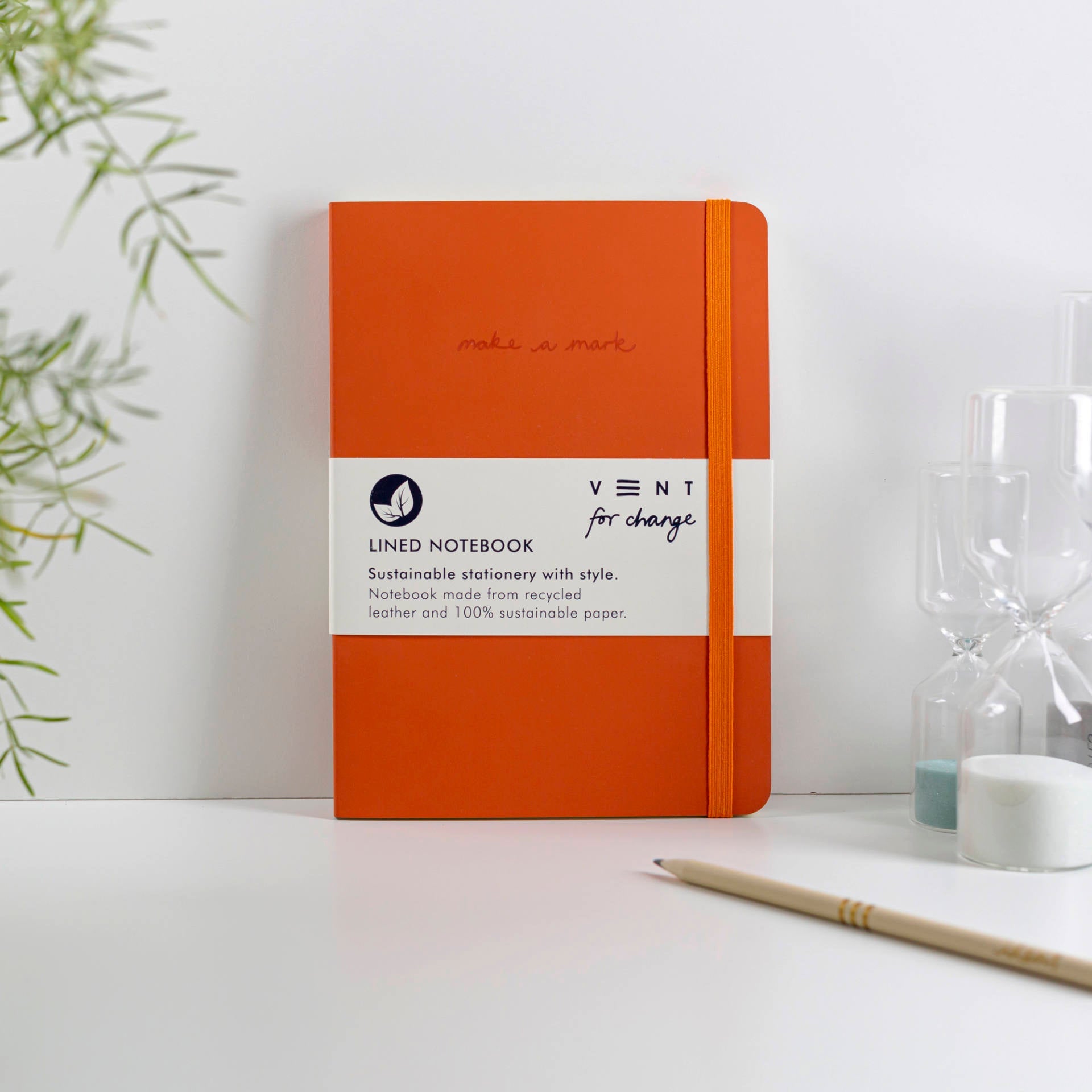 Recycled Leather A5 Lined Notebook – Orange