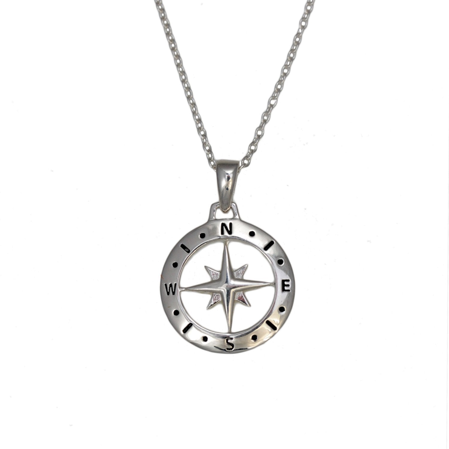 Love Compass Silver Necklace