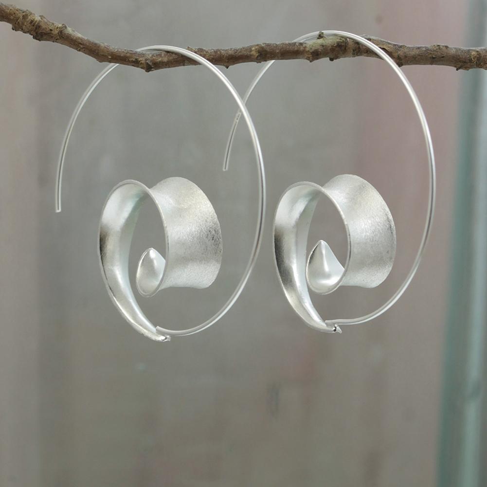 Curl Hoop Silver Earrings