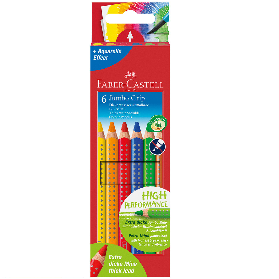 Faber-Castell 6 Jumbo Colour Grip Pencils