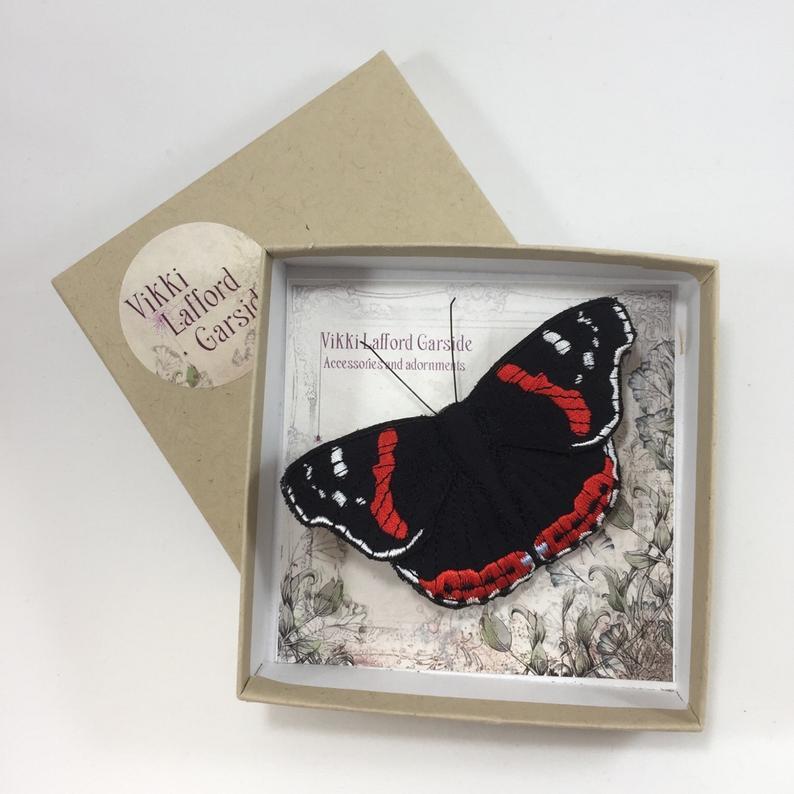 Red Admiral Butterfly Brooch