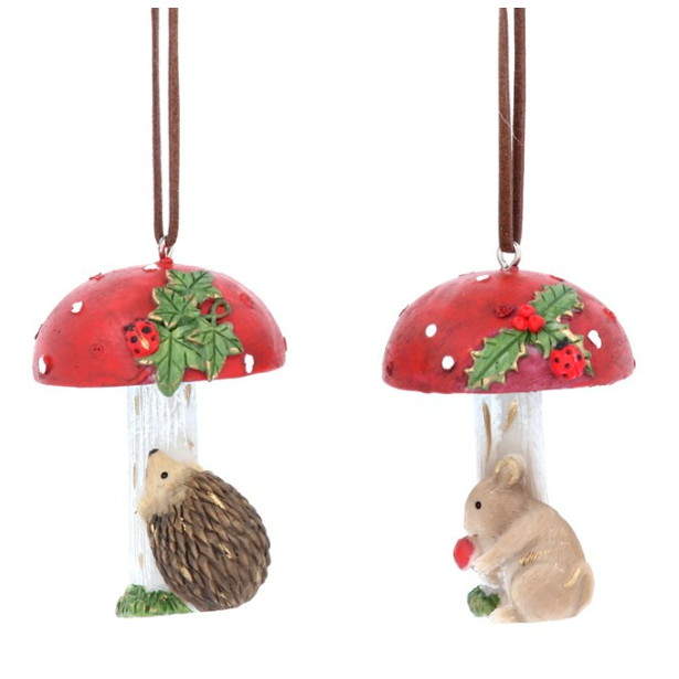 Hedgehog/Mouse Toadstool Decoration - Assorted Designs