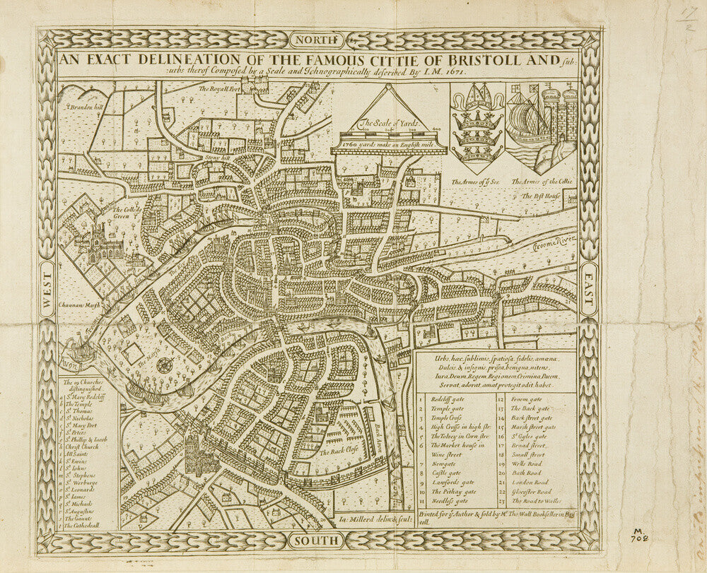 Millerd's Bristol Map, 1671: An Exact Delineation of the Famous Citty of Bristoll and Suburbs