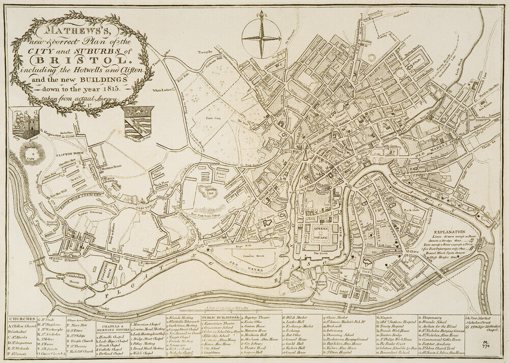 Mathews' Bristol Map, 1815: Plan of Bristol and Suburbs