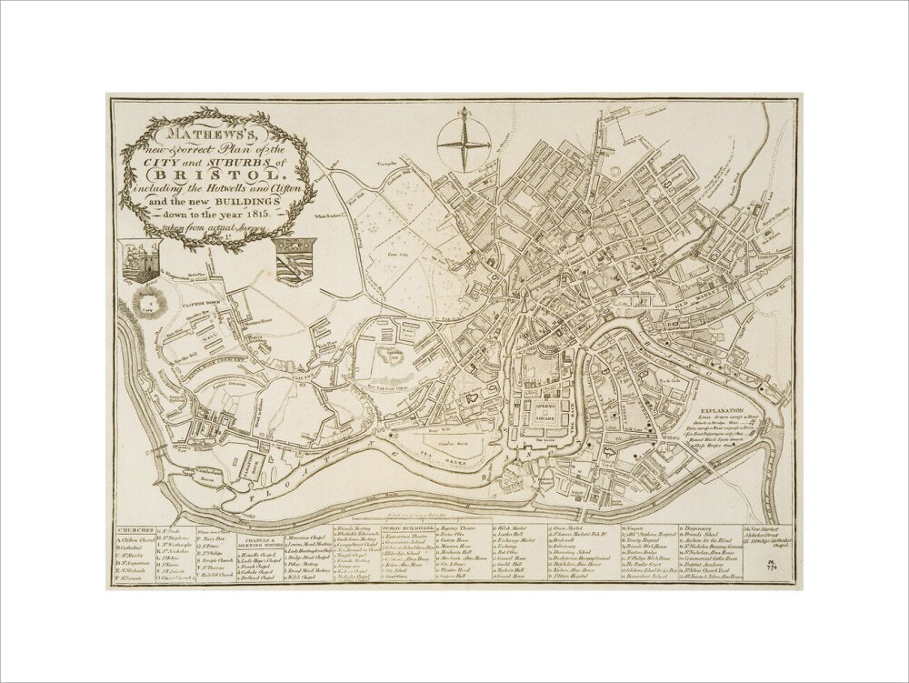 Mathews' Bristol Map, 1815: Plan of Bristol and Suburbs
