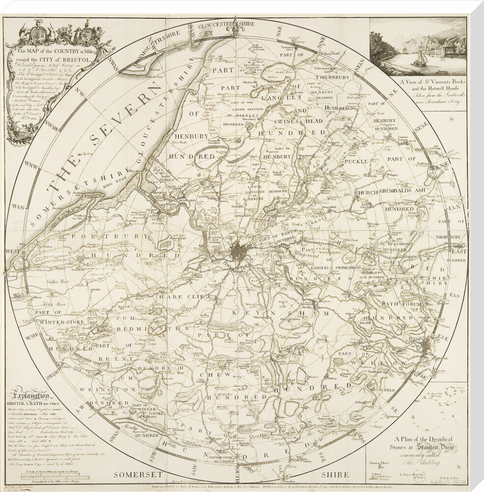 Bristol Map, 1769: Map of the country 11 miles around the City of Bristol