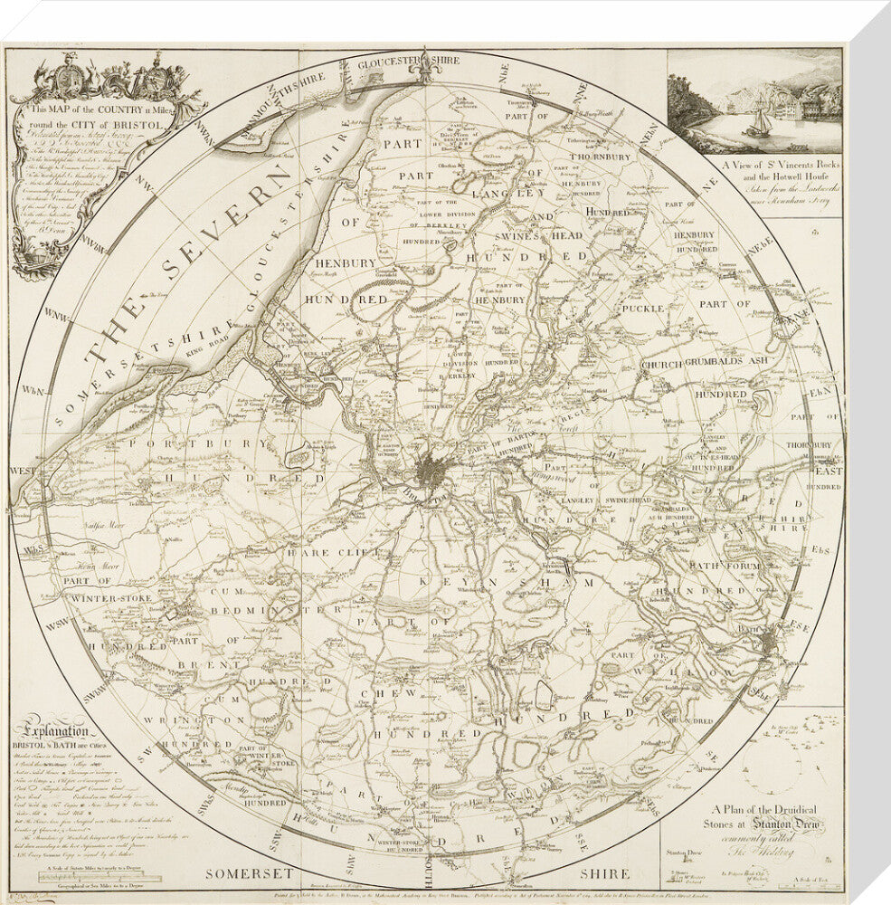 Bristol Map, 1769: Map of the country 11 miles around the City of Bristol