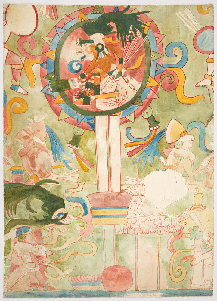 Adela Breton: Watercolour tracing of Upper Temple of the Jaguars III