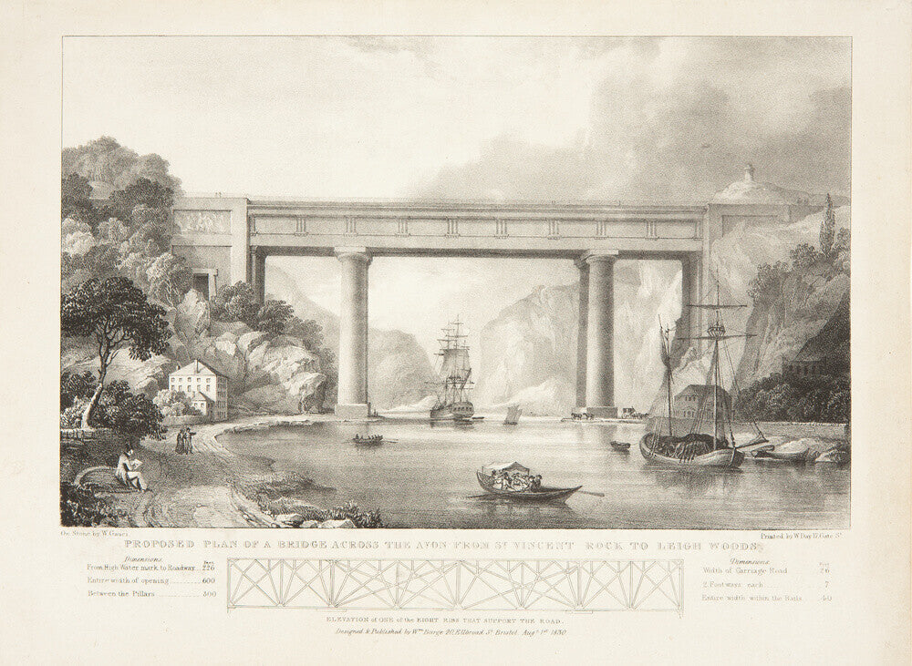 Bristol Plan, 1830: Proposed Plan of a Bridge Across the Avon, William Burge design