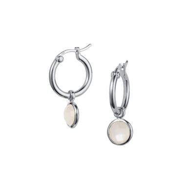 Silver and Moonstone Hoop Earrings