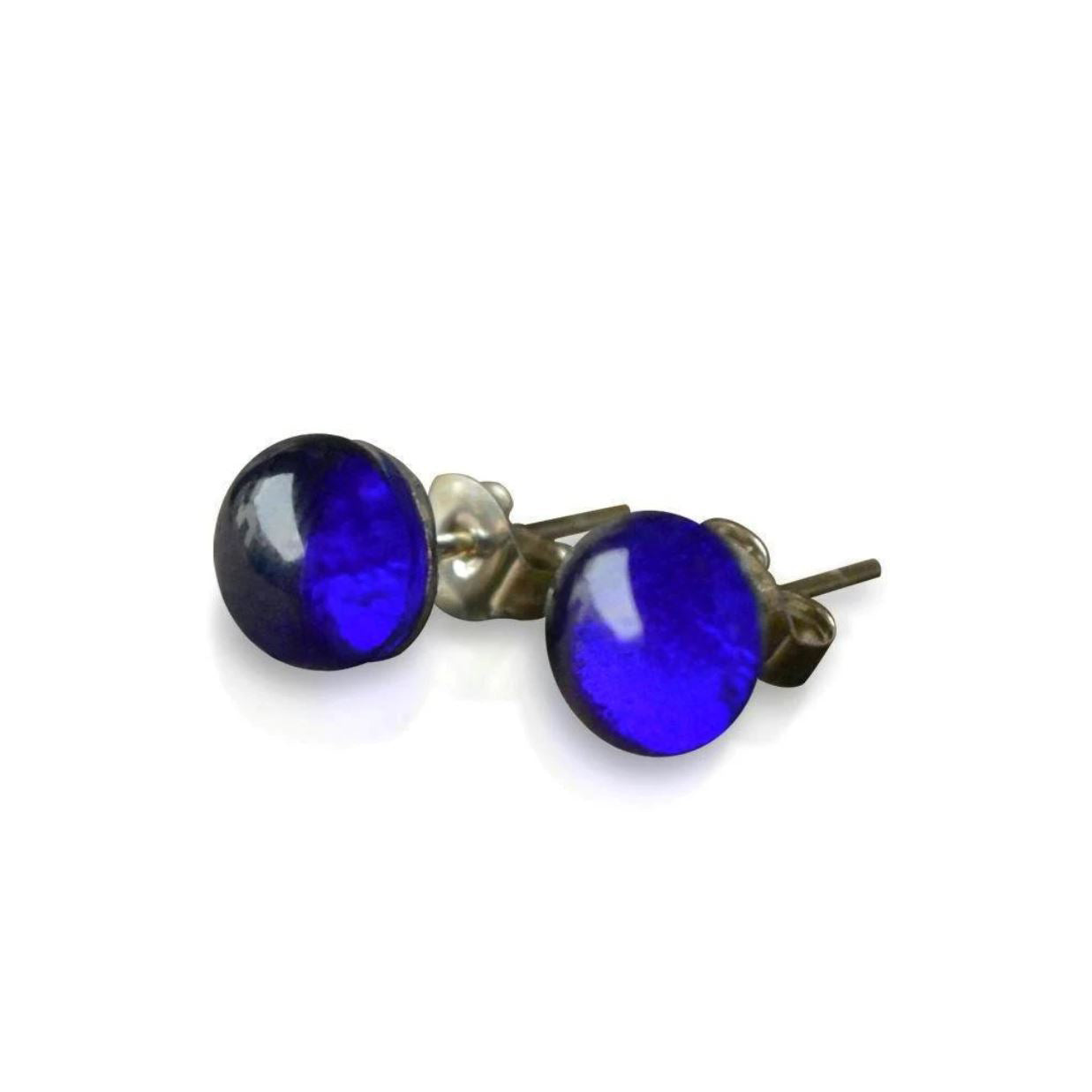 Bristol Blue Glass Small Stud Earrings