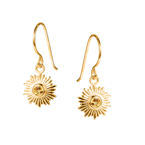 Gold and Citrine Sun Earrings