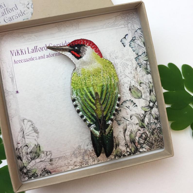 Green Woodpecker Brooch